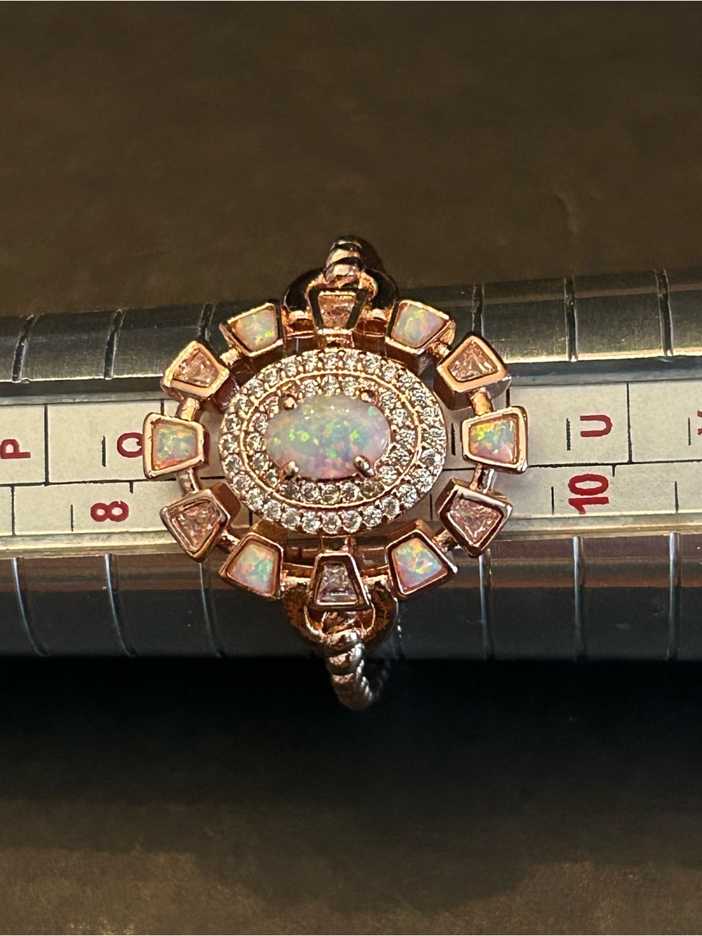 BP ‘The Secret Shine’ Opal Halo Ring in Rose Gold Tone with Rope Design Size9 - Picture 4 of 12
